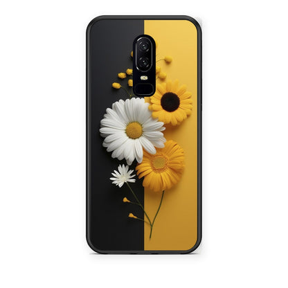 Θήκη OnePlus 6 Yellow Daisies από τη Smartfits με σχέδιο στο πίσω μέρος και μαύρο περίβλημα | OnePlus 6 Yellow Daisies case with colorful back and black bezels