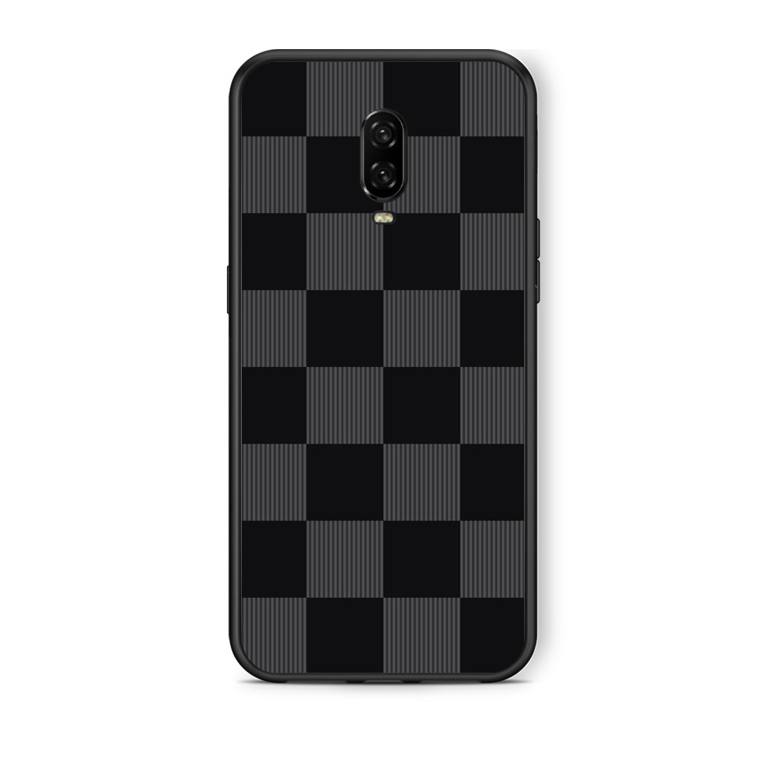 Θήκη OnePlus 6T Black and Charcoal Striped Checks από τη Smartfits με σχέδιο στο πίσω μέρος και μαύρο περίβλημα | OnePlus 6T Black and Charcoal Striped Checks case with colorful back and black bezels