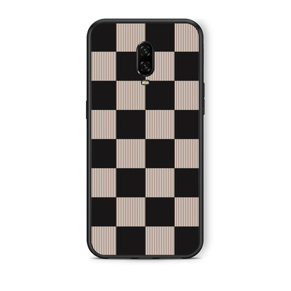 Θήκη OnePlus 6T Black and Taupe Striped Checks από τη Smartfits με σχέδιο στο πίσω μέρος και μαύρο περίβλημα | OnePlus 6T Black and Taupe Striped Checks case with colorful back and black bezels