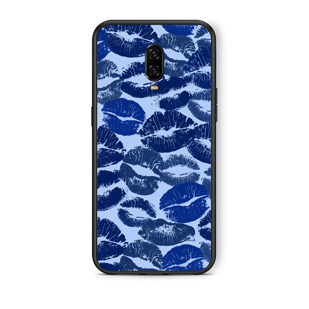 Θήκη OnePlus 6T Blue Lipstick Kisses από τη Smartfits με σχέδιο στο πίσω μέρος και μαύρο περίβλημα | OnePlus 6T Blue Lipstick Kisses case with colorful back and black bezels