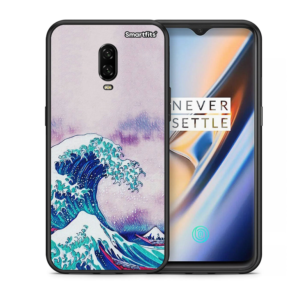 Θήκη OnePlus 6T Blue Waves από τη Smartfits με σχέδιο στο πίσω μέρος και μαύρο περίβλημα | OnePlus 6T Blue Waves case with colorful back and black bezels