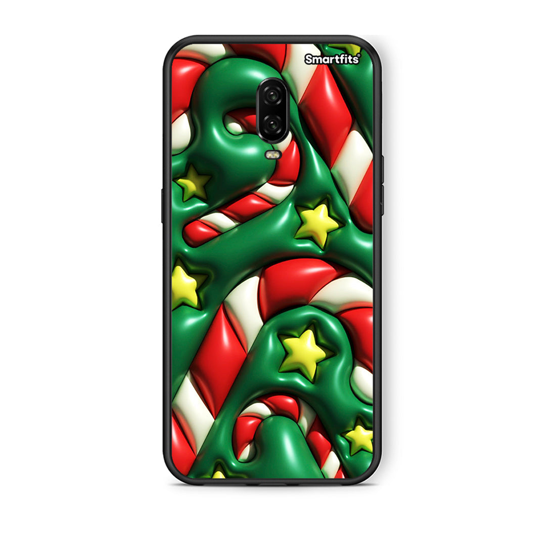 OnePlus 6T Christmas Bubbles θήκη από τη Smartfits με σχέδιο στο πίσω μέρος και μαύρο περίβλημα | Smartphone case with colorful back and black bezels by Smartfits