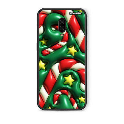 OnePlus 6T Christmas Bubbles θήκη από τη Smartfits με σχέδιο στο πίσω μέρος και μαύρο περίβλημα | Smartphone case with colorful back and black bezels by Smartfits