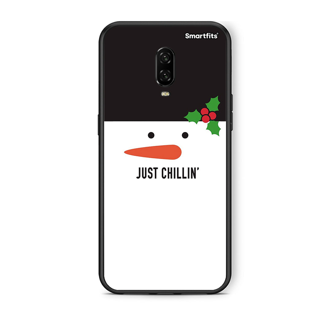 OnePlus 6T Christmas Chillin θήκη από τη Smartfits με σχέδιο στο πίσω μέρος και μαύρο περίβλημα | Smartphone case with colorful back and black bezels by Smartfits