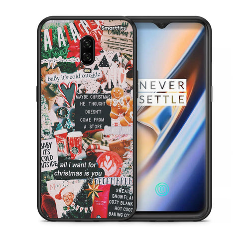 Θήκη OnePlus 6T Christmas Happiness από τη Smartfits με σχέδιο στο πίσω μέρος και μαύρο περίβλημα | OnePlus 6T Christmas Happiness case with colorful back and black bezels