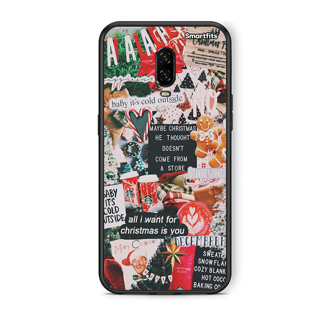 OnePlus 6T Christmas Happiness θήκη από τη Smartfits με σχέδιο στο πίσω μέρος και μαύρο περίβλημα | Smartphone case with colorful back and black bezels by Smartfits