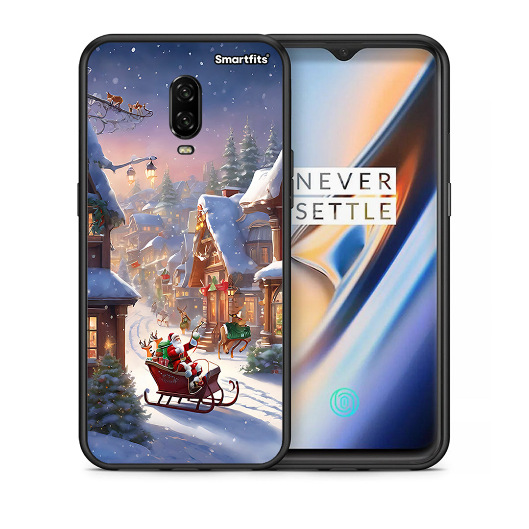 Θήκη OnePlus 6T Christmas Snow από τη Smartfits με σχέδιο στο πίσω μέρος και μαύρο περίβλημα | OnePlus 6T Christmas Snow case with colorful back and black bezels