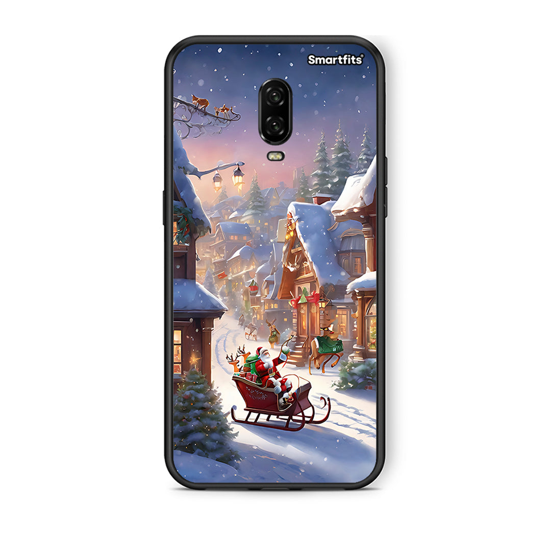 OnePlus 6T Christmas Snow θήκη από τη Smartfits με σχέδιο στο πίσω μέρος και μαύρο περίβλημα | Smartphone case with colorful back and black bezels by Smartfits