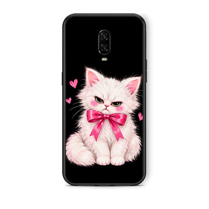 Θήκη OnePlus 6T Grumpy Party Kitten on Black από τη Smartfits με σχέδιο στο πίσω μέρος και μαύρο περίβλημα | OnePlus 6T Grumpy Party Kitten on Black case with colorful back and black bezels
