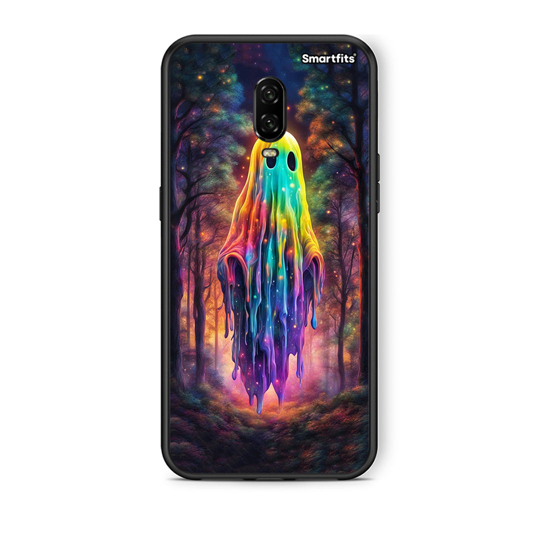 OnePlus 6T Halloween Ghost θήκη από τη Smartfits με σχέδιο στο πίσω μέρος και μαύρο περίβλημα | Smartphone case with colorful back and black bezels by Smartfits