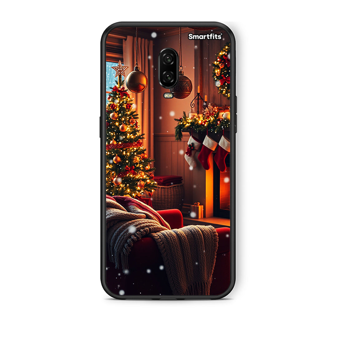 OnePlus 6T Home For Christmas θήκη από τη Smartfits με σχέδιο στο πίσω μέρος και μαύρο περίβλημα | Smartphone case with colorful back and black bezels by Smartfits