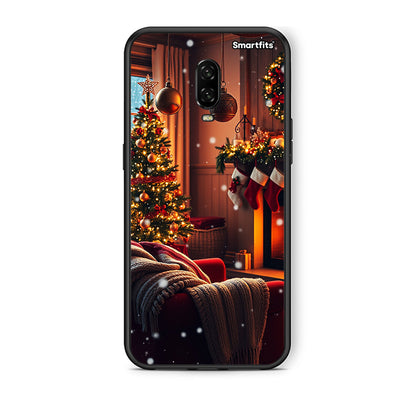 OnePlus 6T Home For Christmas θήκη από τη Smartfits με σχέδιο στο πίσω μέρος και μαύρο περίβλημα | Smartphone case with colorful back and black bezels by Smartfits