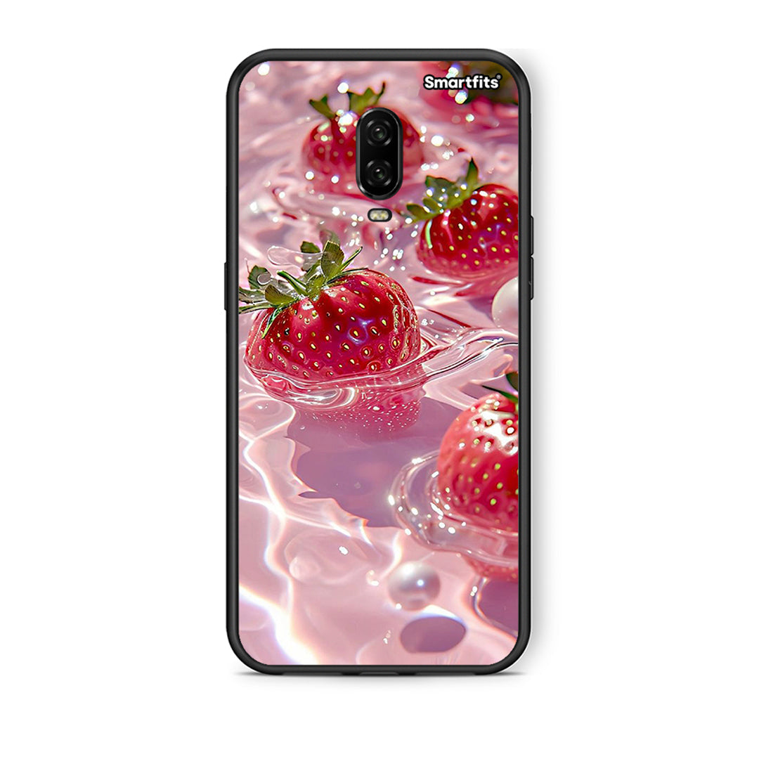 OnePlus 6T Juicy Strawberries θήκη από τη Smartfits με σχέδιο στο πίσω μέρος και μαύρο περίβλημα | Smartphone case with colorful back and black bezels by Smartfits