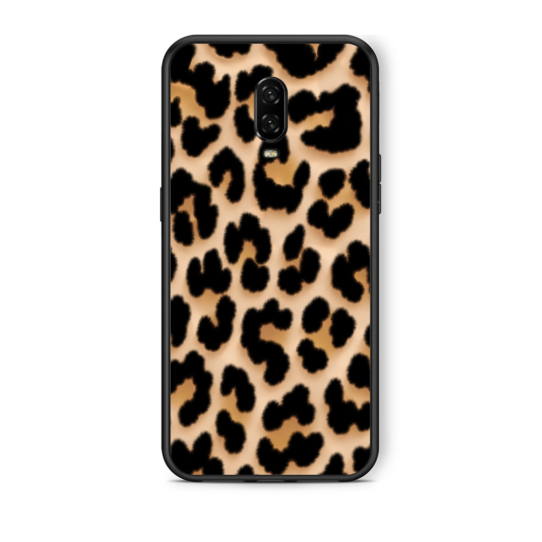 Θήκη OnePlus 6T Leopard Print Tan Large από τη Smartfits με σχέδιο στο πίσω μέρος και μαύρο περίβλημα | OnePlus 6T Leopard Print Tan Large case with colorful back and black bezels