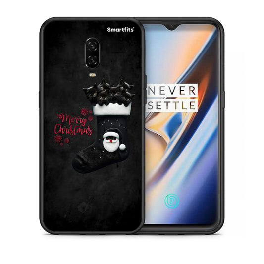 Θήκη OnePlus 6T Merry Cat Christmas από τη Smartfits με σχέδιο στο πίσω μέρος και μαύρο περίβλημα | OnePlus 6T Merry Cat Christmas case with colorful back and black bezels