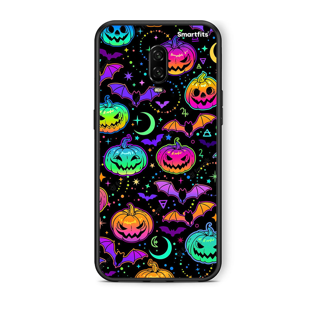 OnePlus 6T Neon Halloween θήκη από τη Smartfits με σχέδιο στο πίσω μέρος και μαύρο περίβλημα | Smartphone case with colorful back and black bezels by Smartfits