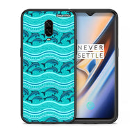 Thumbnail for Θήκη OnePlus 6T Swimming Dolphins από τη Smartfits με σχέδιο στο πίσω μέρος και μαύρο περίβλημα | OnePlus 6T Swimming Dolphins case with colorful back and black bezels