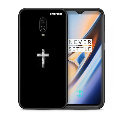 Θήκη OnePlus 6T White Cross από τη Smartfits με σχέδιο στο πίσω μέρος και μαύρο περίβλημα | OnePlus 6T White Cross case with colorful back and black bezels