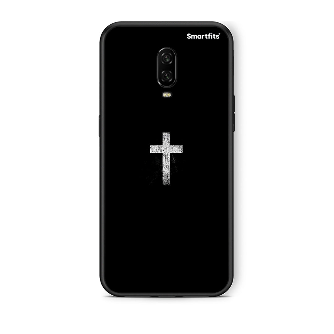 OnePlus 6T White Cross θήκη από τη Smartfits με σχέδιο στο πίσω μέρος και μαύρο περίβλημα | Smartphone case with colorful back and black bezels by Smartfits