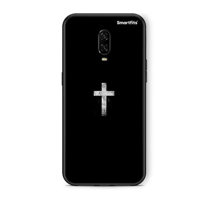 OnePlus 6T White Cross θήκη από τη Smartfits με σχέδιο στο πίσω μέρος και μαύρο περίβλημα | Smartphone case with colorful back and black bezels by Smartfits