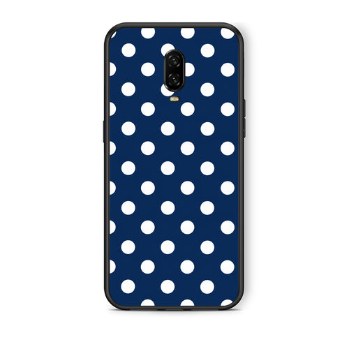 Θήκη OnePlus 6T White Large Polka Dots on Navy από τη Smartfits με σχέδιο στο πίσω μέρος και μαύρο περίβλημα | OnePlus 6T White Large Polka Dots on Navy case with colorful back and black bezels