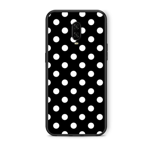 Θήκη OnePlus 6T White Polka Dots on Black από τη Smartfits με σχέδιο στο πίσω μέρος και μαύρο περίβλημα | OnePlus 6T White Polka Dots on Black case with colorful back and black bezels