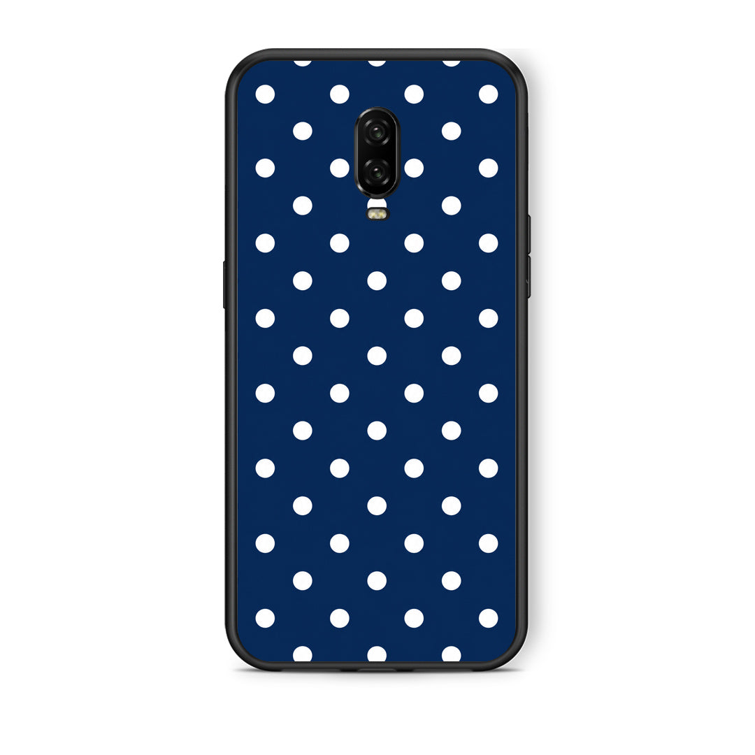 Θήκη OnePlus 6T White Small Polka Dots on Navy από τη Smartfits με σχέδιο στο πίσω μέρος και μαύρο περίβλημα | OnePlus 6T White Small Polka Dots on Navy case with colorful back and black bezels