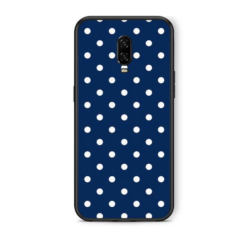 Θήκη OnePlus 6T White Small Polka Dots on Navy από τη Smartfits με σχέδιο στο πίσω μέρος και μαύρο περίβλημα | OnePlus 6T White Small Polka Dots on Navy case with colorful back and black bezels