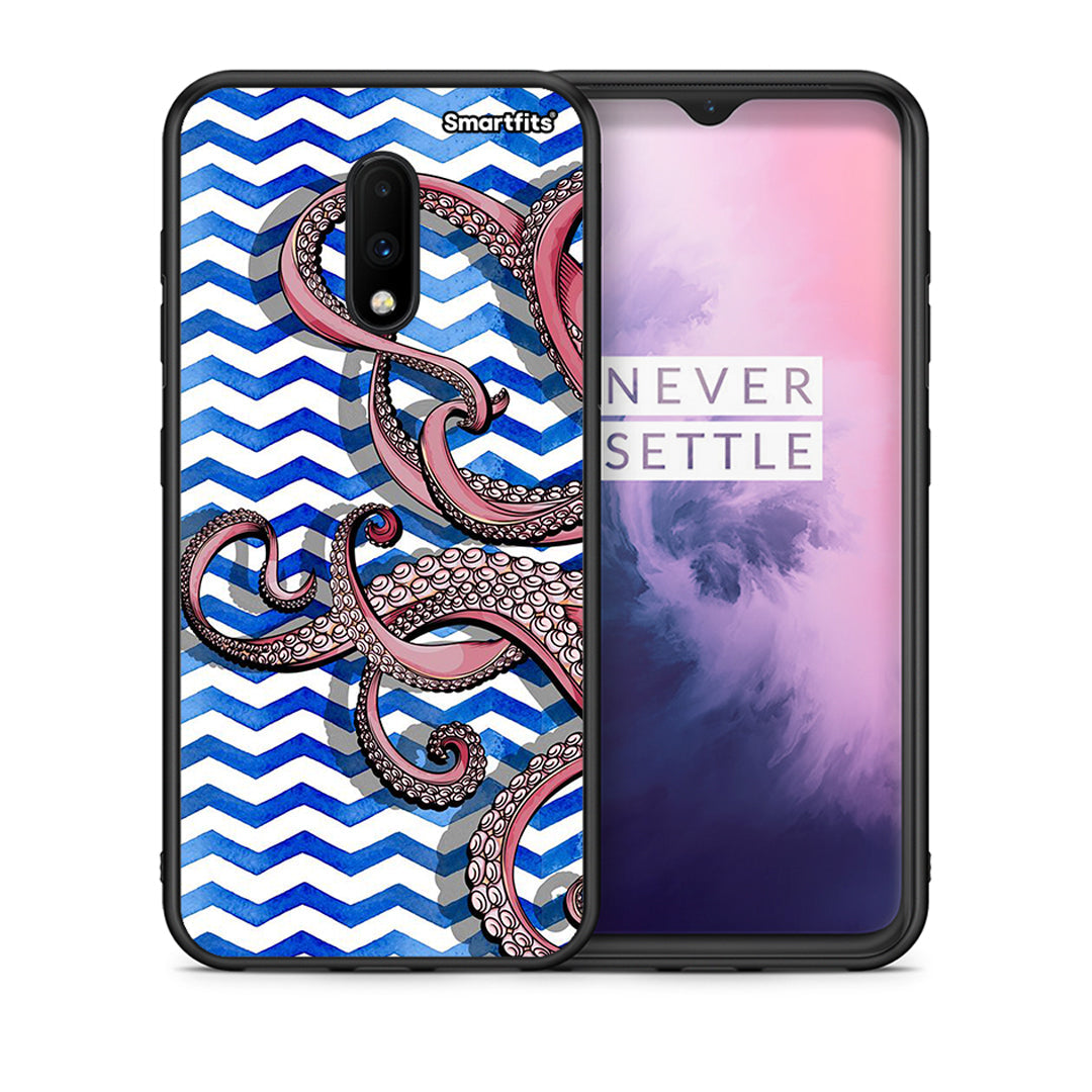 Θήκη OnePlus 7 Chevron Devilfish από τη Smartfits με σχέδιο στο πίσω μέρος και μαύρο περίβλημα | OnePlus 7 Chevron Devilfish case with colorful back and black bezels