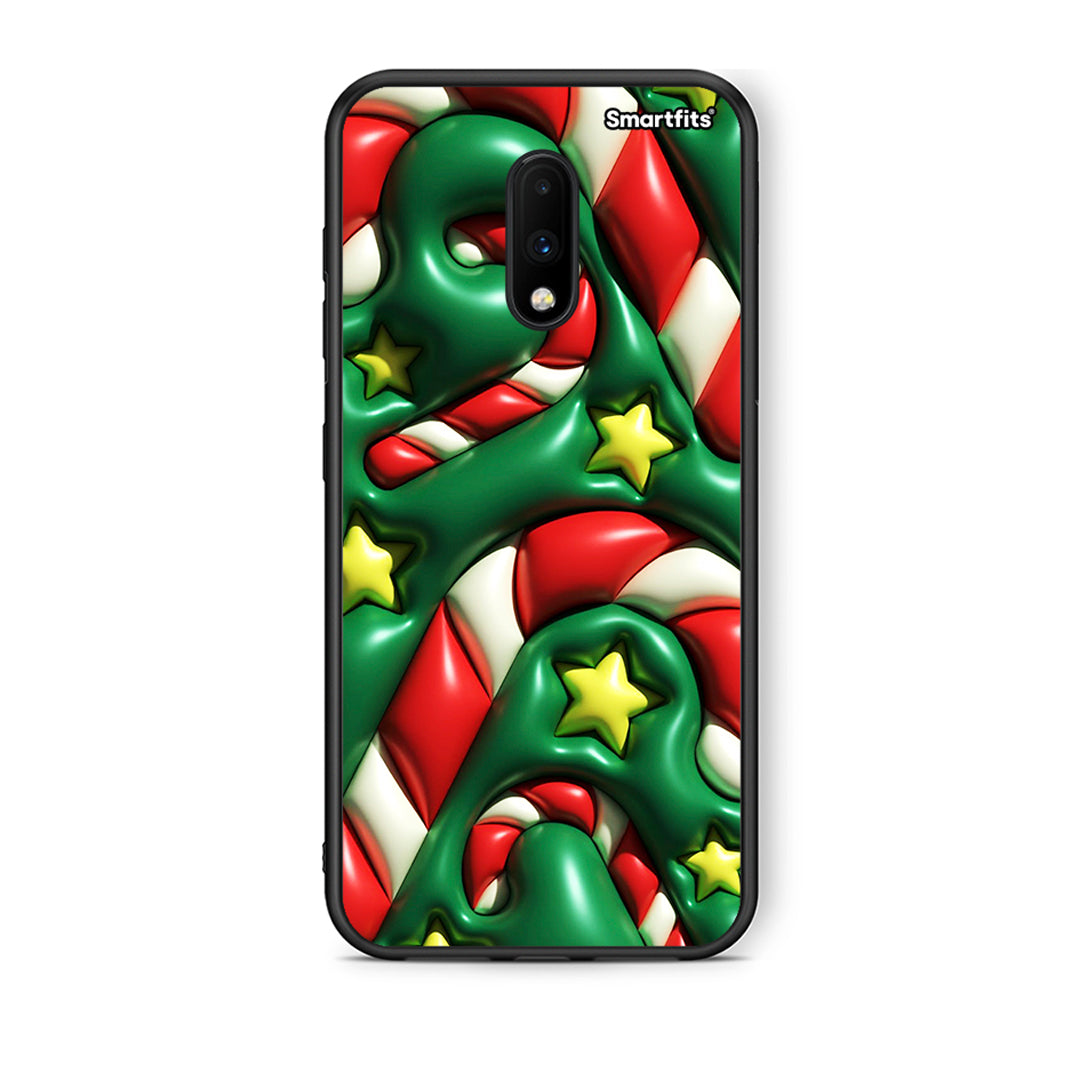 OnePlus 7 Christmas Bubbles θήκη από τη Smartfits με σχέδιο στο πίσω μέρος και μαύρο περίβλημα | Smartphone case with colorful back and black bezels by Smartfits