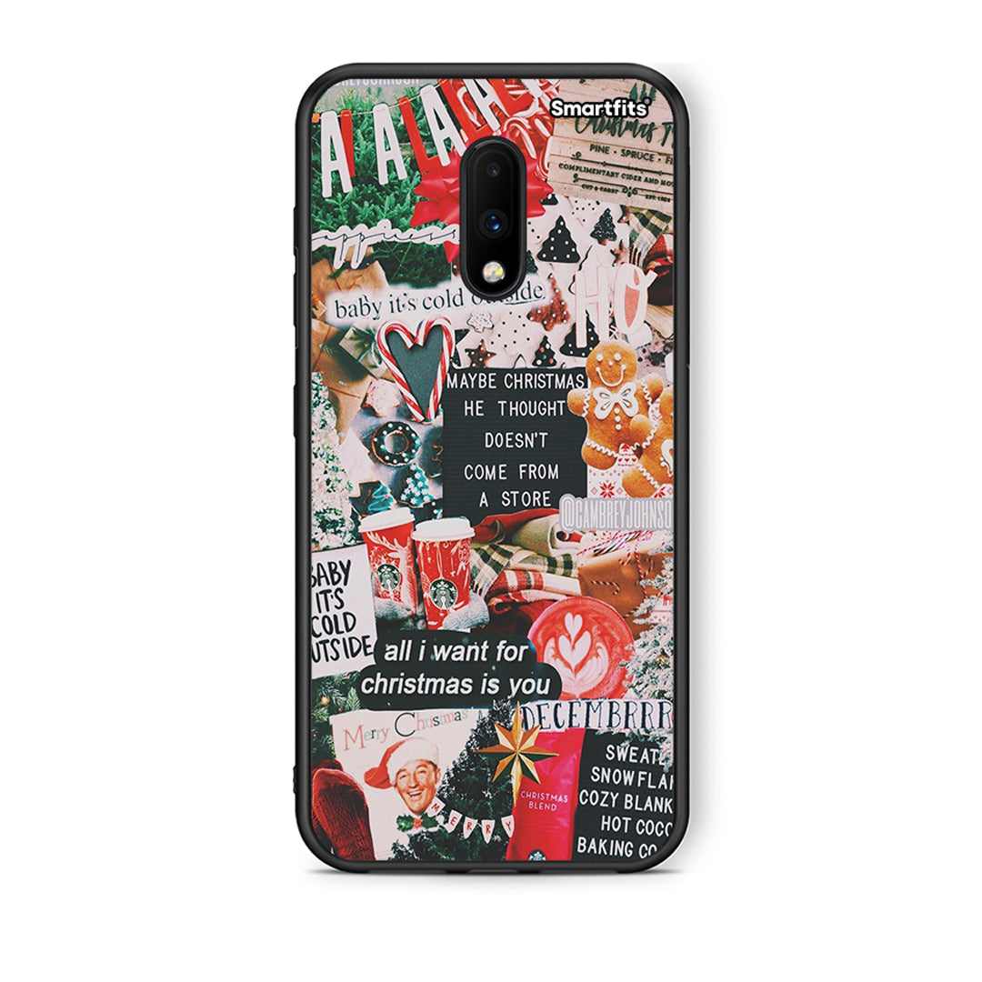 OnePlus 7 Christmas Happiness θήκη από τη Smartfits με σχέδιο στο πίσω μέρος και μαύρο περίβλημα | Smartphone case with colorful back and black bezels by Smartfits