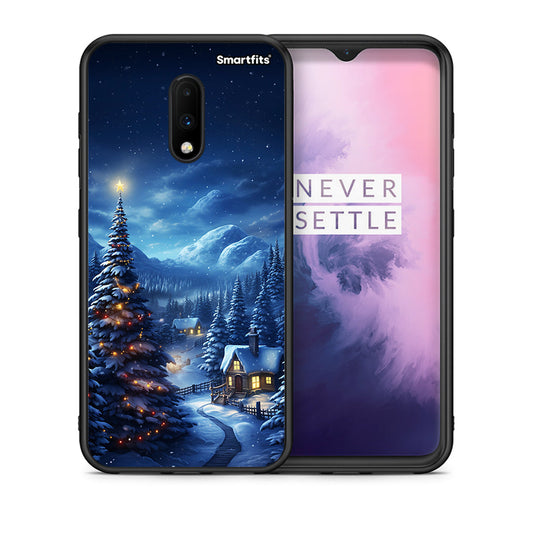 Θήκη OnePlus 7 Christmas Scenery από τη Smartfits με σχέδιο στο πίσω μέρος και μαύρο περίβλημα | OnePlus 7 Christmas Scenery case with colorful back and black bezels