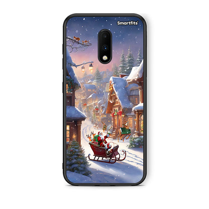 OnePlus 7 Christmas Snow θήκη από τη Smartfits με σχέδιο στο πίσω μέρος και μαύρο περίβλημα | Smartphone case with colorful back and black bezels by Smartfits