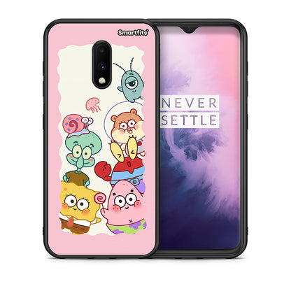 Θήκη OnePlus 7 Cute Companion από τη Smartfits με σχέδιο στο πίσω μέρος και μαύρο περίβλημα | OnePlus 7 Cute Companion case with colorful back and black bezels