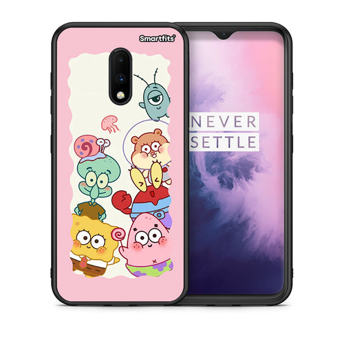 Θήκη OnePlus 7 Cute Companion από τη Smartfits με σχέδιο στο πίσω μέρος και μαύρο περίβλημα | OnePlus 7 Cute Companion case with colorful back and black bezels