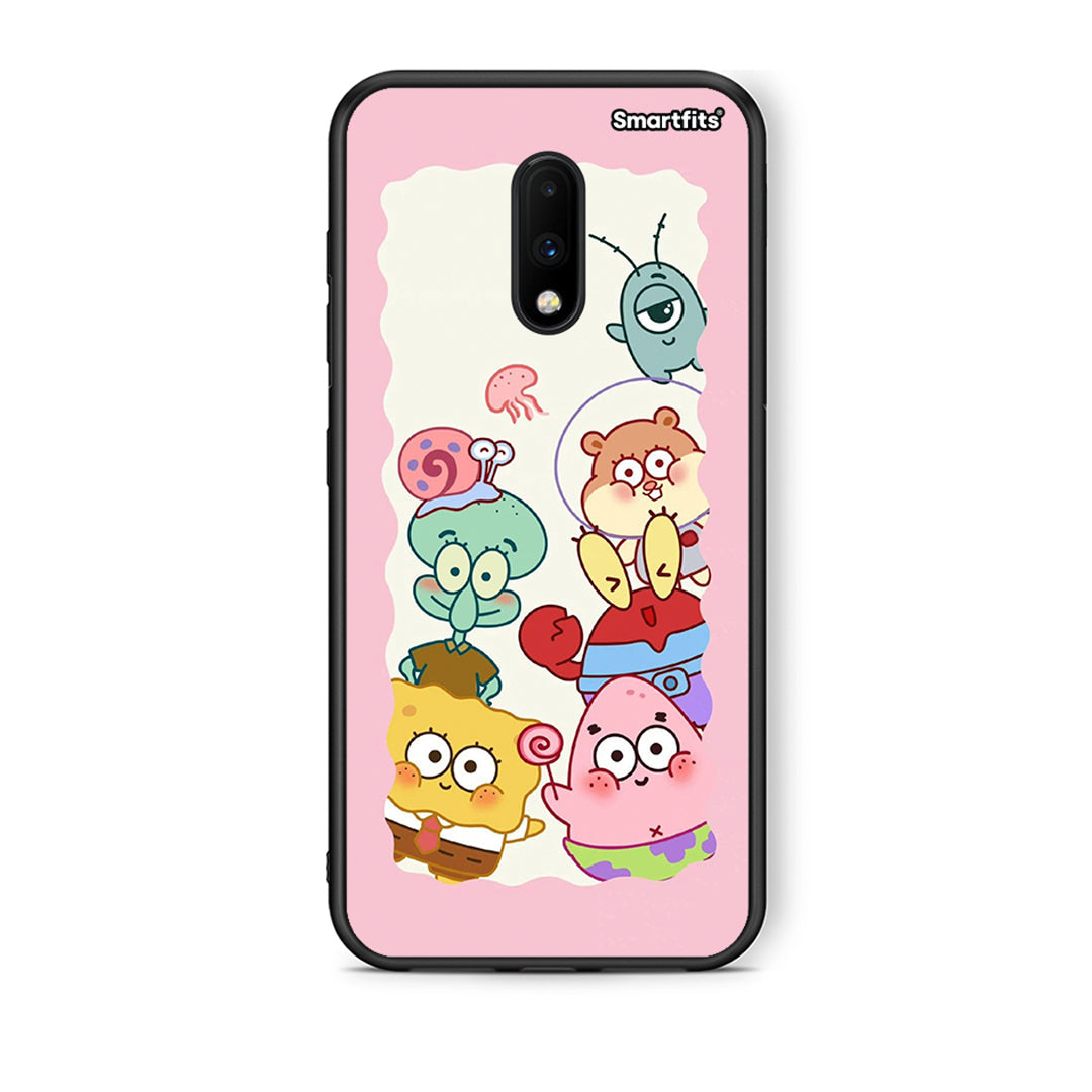 OnePlus 7 Cute Companion θήκη από τη Smartfits με σχέδιο στο πίσω μέρος και μαύρο περίβλημα | Smartphone case with colorful back and black bezels by Smartfits