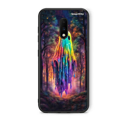 OnePlus 7 Halloween Ghost θήκη από τη Smartfits με σχέδιο στο πίσω μέρος και μαύρο περίβλημα | Smartphone case with colorful back and black bezels by Smartfits