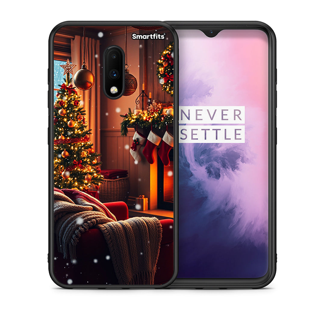 Θήκη OnePlus 7 Home For Christmas από τη Smartfits με σχέδιο στο πίσω μέρος και μαύρο περίβλημα | OnePlus 7 Home For Christmas case with colorful back and black bezels