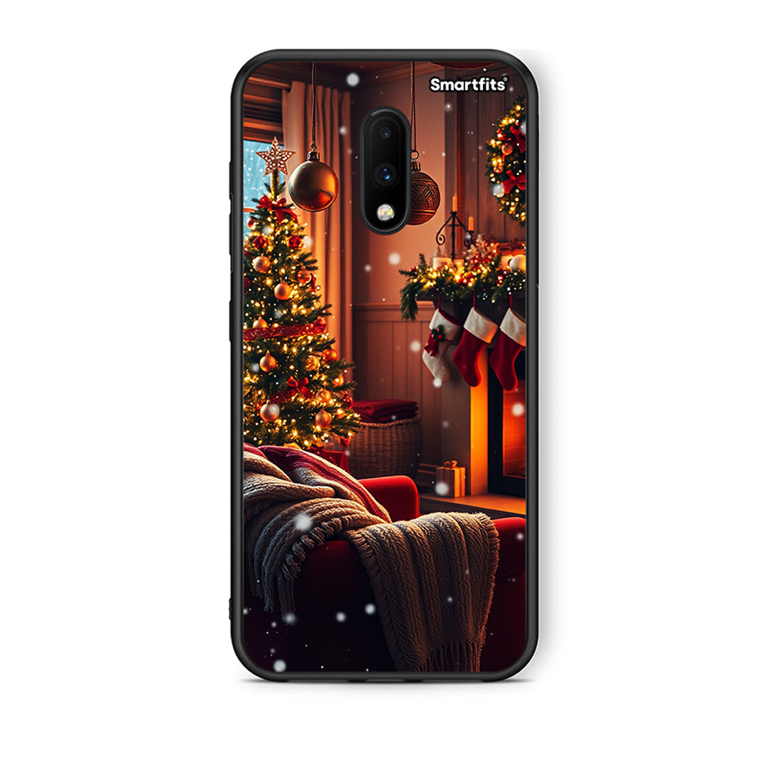 OnePlus 7 Home For Christmas θήκη από τη Smartfits με σχέδιο στο πίσω μέρος και μαύρο περίβλημα | Smartphone case with colorful back and black bezels by Smartfits