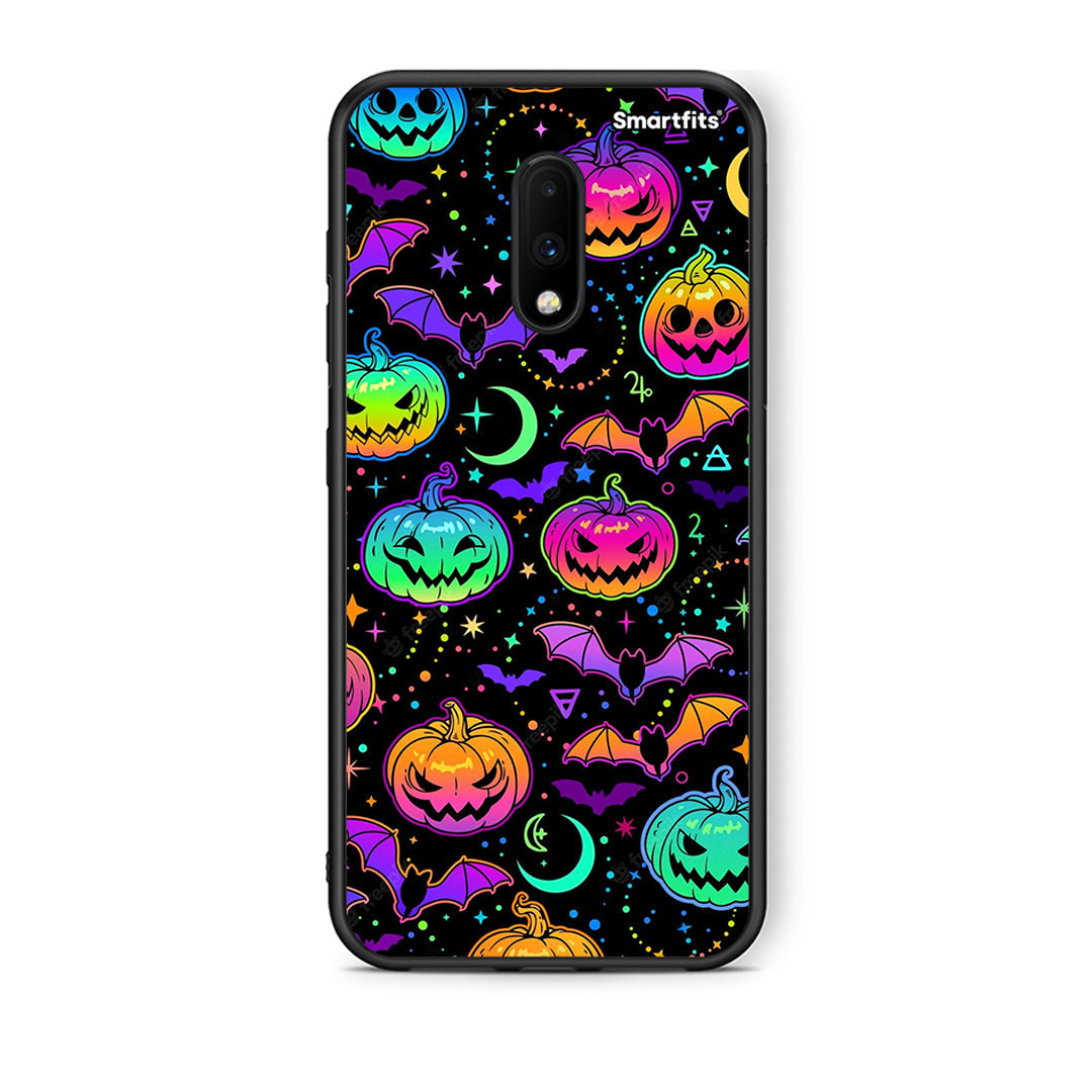 OnePlus 7 Neon Halloween θήκη από τη Smartfits με σχέδιο στο πίσω μέρος και μαύρο περίβλημα | Smartphone case with colorful back and black bezels by Smartfits