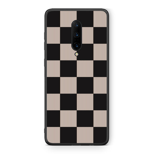 Θήκη OnePlus 7 Pro Black and Taupe Striped Checks από τη Smartfits με σχέδιο στο πίσω μέρος και μαύρο περίβλημα | OnePlus 7 Pro Black and Taupe Striped Checks case with colorful back and black bezels