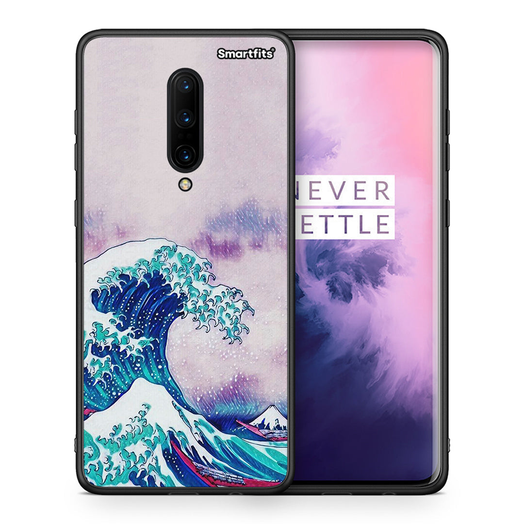 Θήκη OnePlus 7 Pro Blue Waves από τη Smartfits με σχέδιο στο πίσω μέρος και μαύρο περίβλημα | OnePlus 7 Pro Blue Waves case with colorful back and black bezels