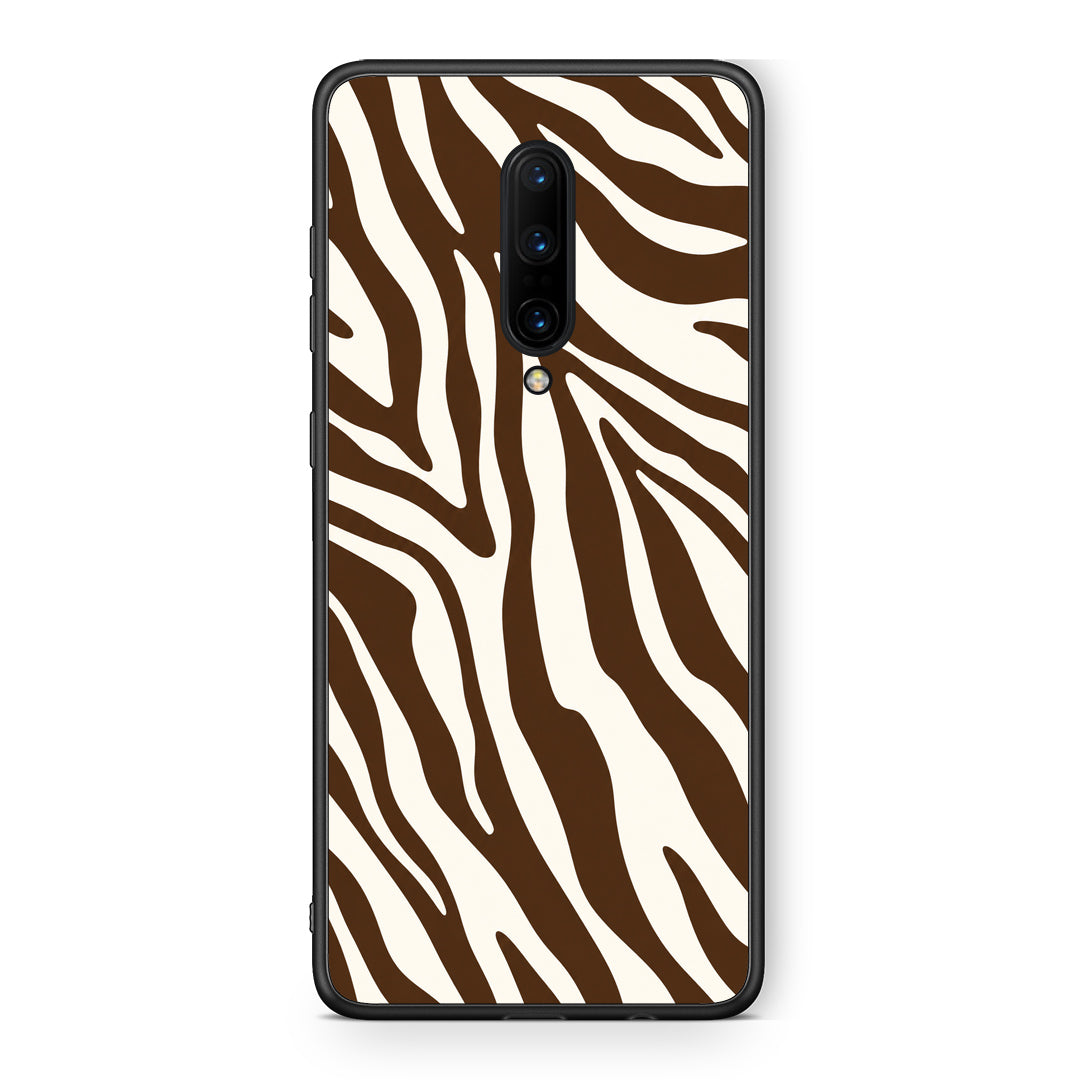 Θήκη OnePlus 7 Pro Brown and Cream Zebra Stripes από τη Smartfits με σχέδιο στο πίσω μέρος και μαύρο περίβλημα | OnePlus 7 Pro Brown and Cream Zebra Stripes case with colorful back and black bezels