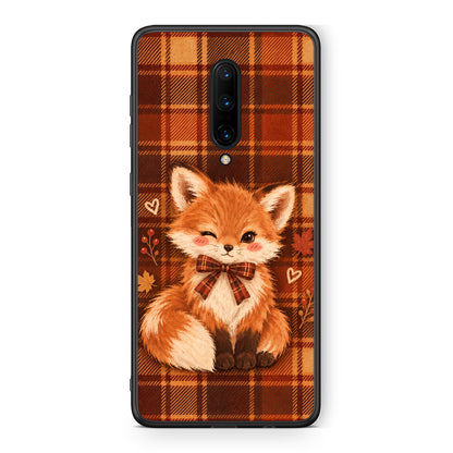 Θήκη OnePlus 7 Pro Fox on Autumn Tartan από τη Smartfits με σχέδιο στο πίσω μέρος και μαύρο περίβλημα | OnePlus 7 Pro Fox on Autumn Tartan case with colorful back and black bezels