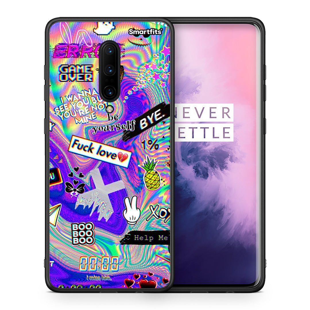 Θήκη OnePlus 7 Pro Game Over από τη Smartfits με σχέδιο στο πίσω μέρος και μαύρο περίβλημα | OnePlus 7 Pro Game Over case with colorful back and black bezels