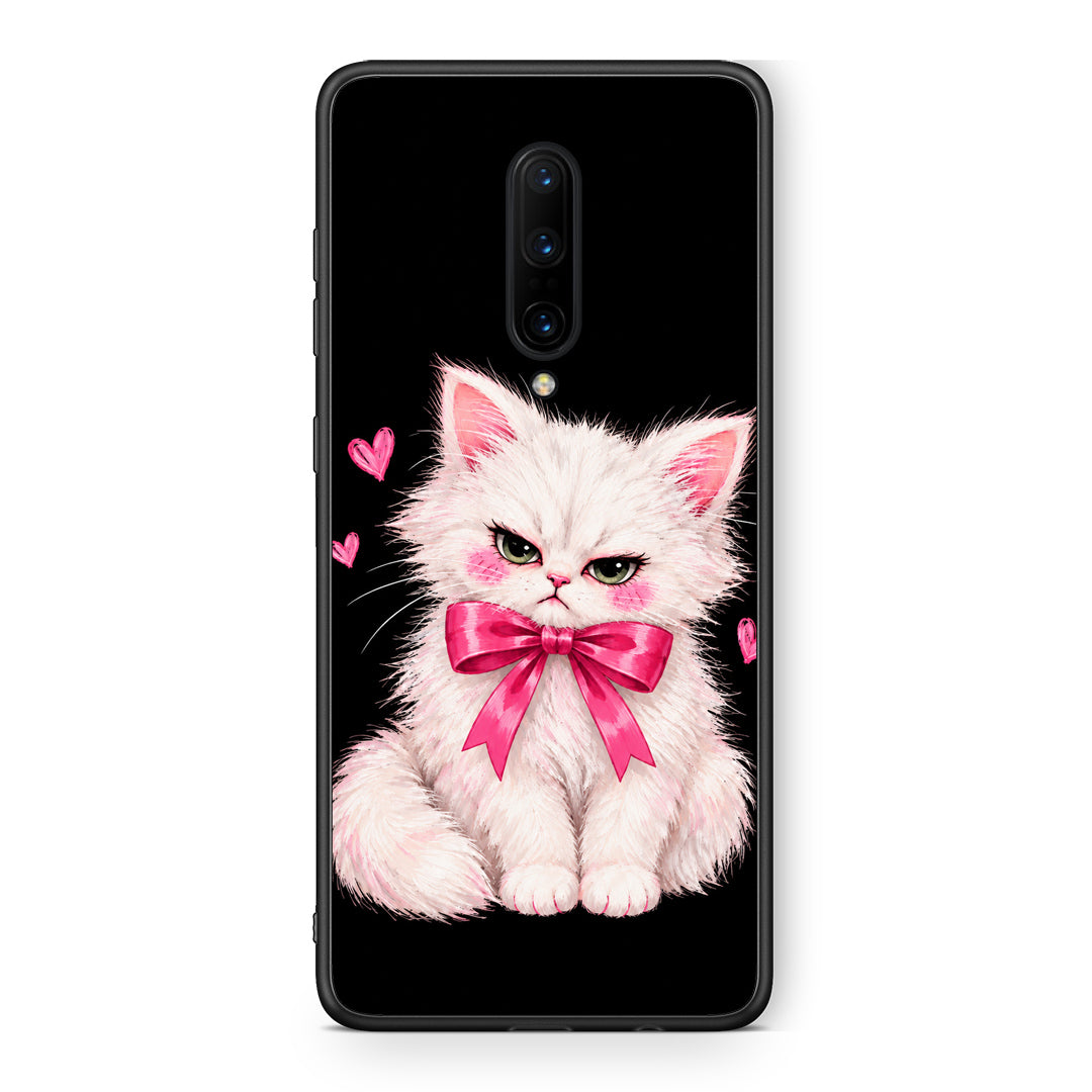 Θήκη OnePlus 7 Pro Grumpy Party Kitten on Black από τη Smartfits με σχέδιο στο πίσω μέρος και μαύρο περίβλημα | OnePlus 7 Pro Grumpy Party Kitten on Black case with colorful back and black bezels