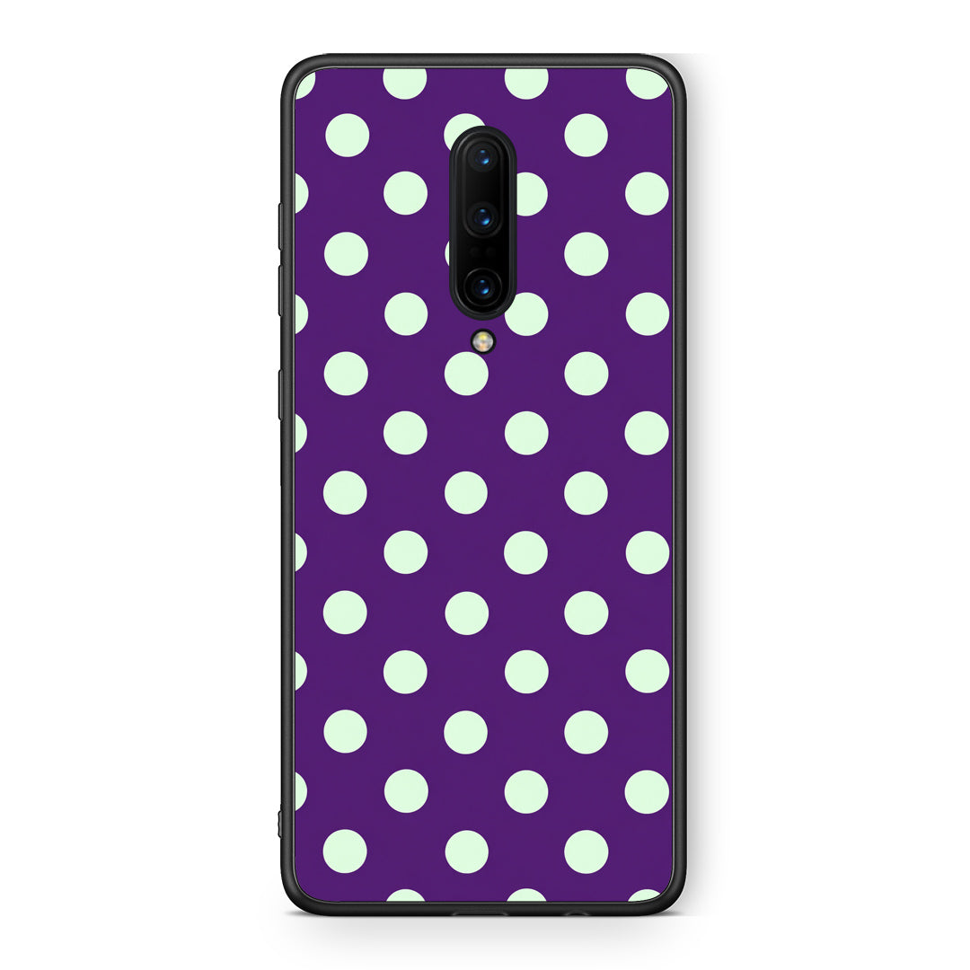 Θήκη OnePlus 7 Pro Mint Polka Dots on Purple από τη Smartfits με σχέδιο στο πίσω μέρος και μαύρο περίβλημα | OnePlus 7 Pro Mint Polka Dots on Purple case with colorful back and black bezels
