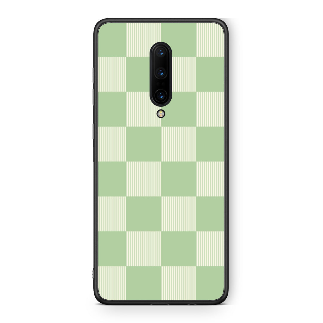 Θήκη OnePlus 7 Pro Sage and Cream Striped Checks από τη Smartfits με σχέδιο στο πίσω μέρος και μαύρο περίβλημα | OnePlus 7 Pro Sage and Cream Striped Checks case with colorful back and black bezels