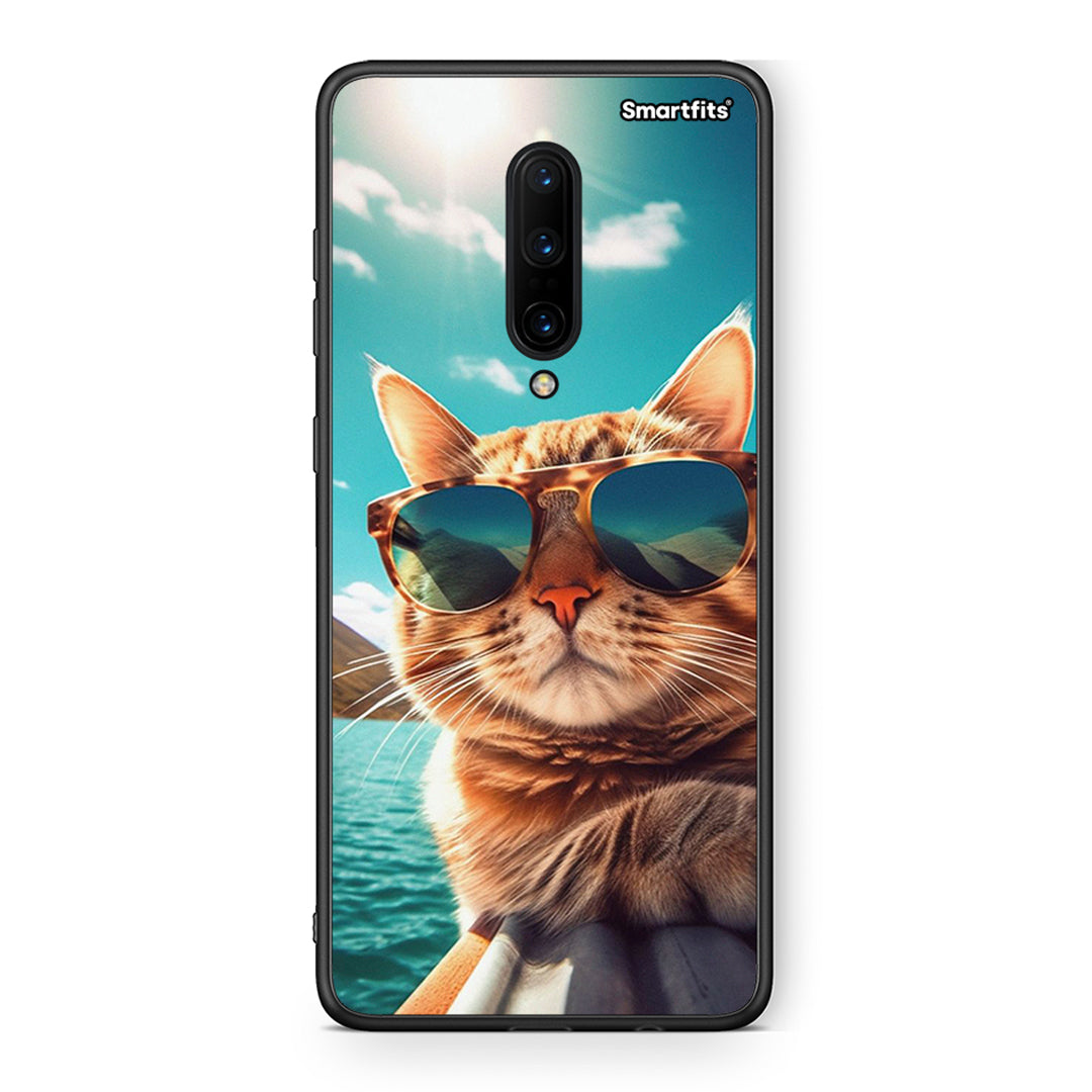 OnePlus 7 Pro Summer Cat θήκη από τη Smartfits με σχέδιο στο πίσω μέρος και μαύρο περίβλημα | Smartphone case with colorful back and black bezels by Smartfits