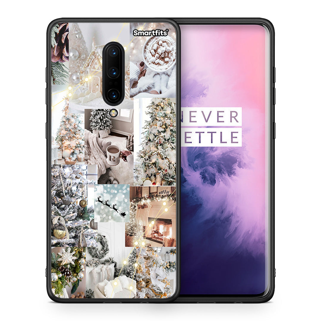 Θήκη OnePlus 7 Pro White Christmas από τη Smartfits με σχέδιο στο πίσω μέρος και μαύρο περίβλημα | OnePlus 7 Pro White Christmas case with colorful back and black bezels